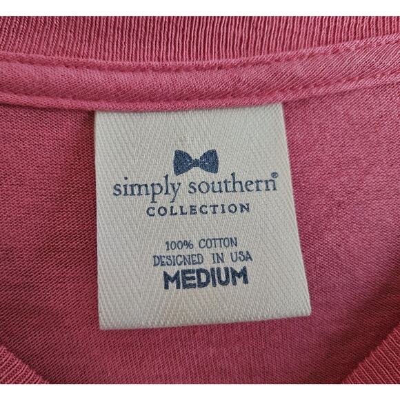 SIMPLY SOUTHERN Women M T-Shirt Top Pink Christmas Cowbells Ring Logo Cotton 38" - Picture 4 of 9